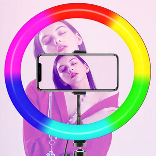 26cm RGB LED Selfie Ring Fill Light with Tripod- USB Powered_2