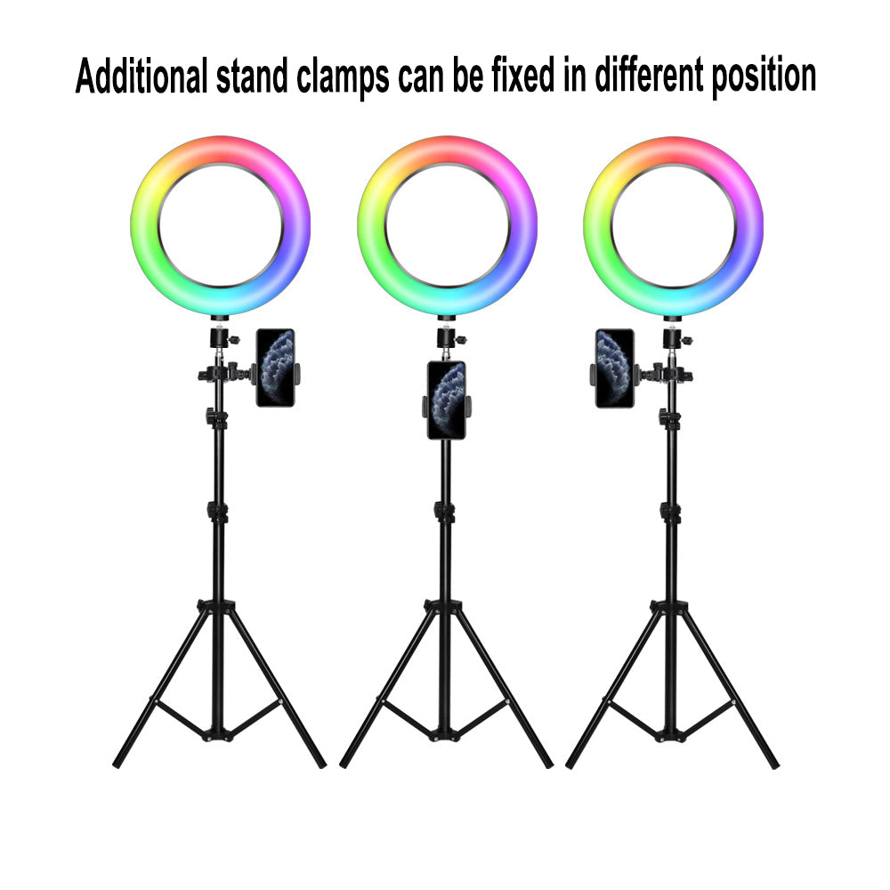 26cm RGB LED Selfie Ring Fill Light with Tripod- USB Powered_9