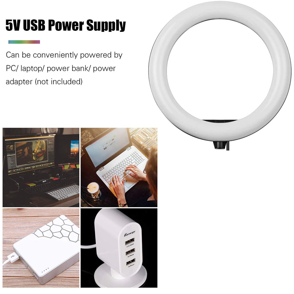 26cm RGB LED Selfie Ring Fill Light with Tripod- USB Powered_11