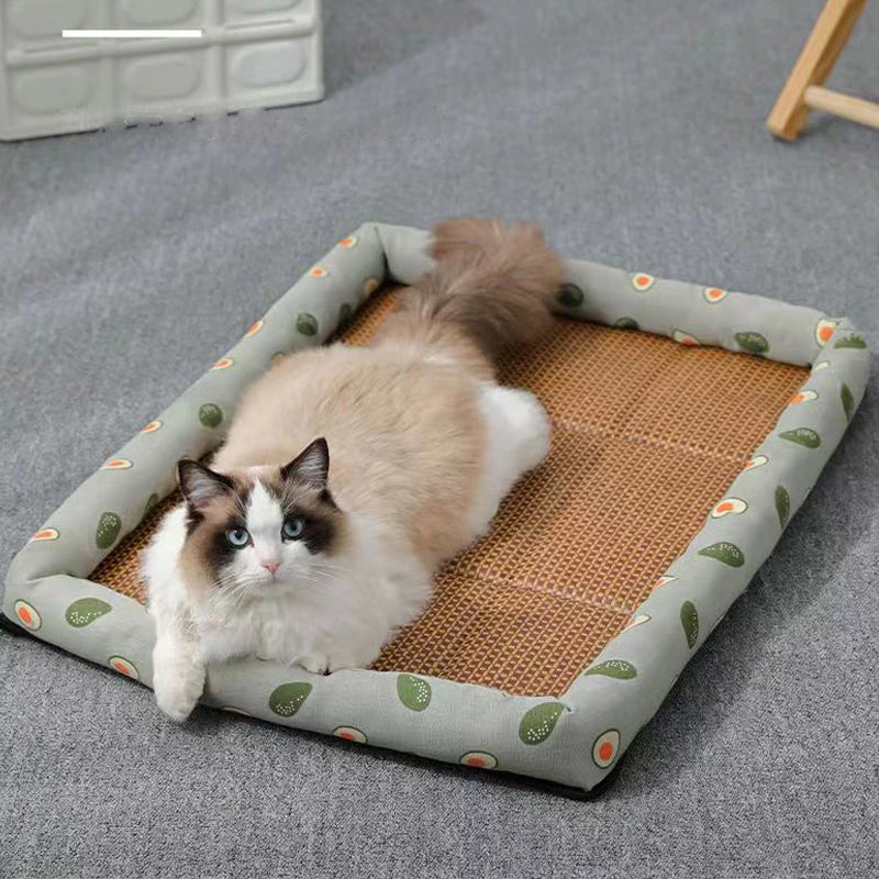 Anti-Scratch Non-Slip Washable Mattress Summer Rattan Pet Cooling Mat_9