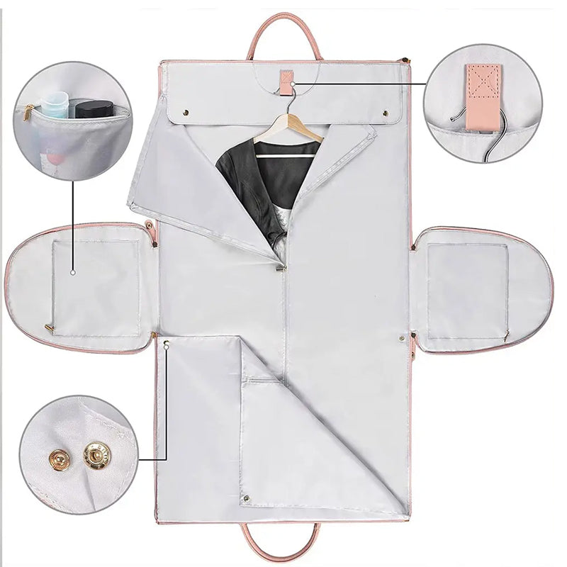 2 in 1 Hanging Suitcase Convertible Carry on Leather Garment Bag for Travel_6