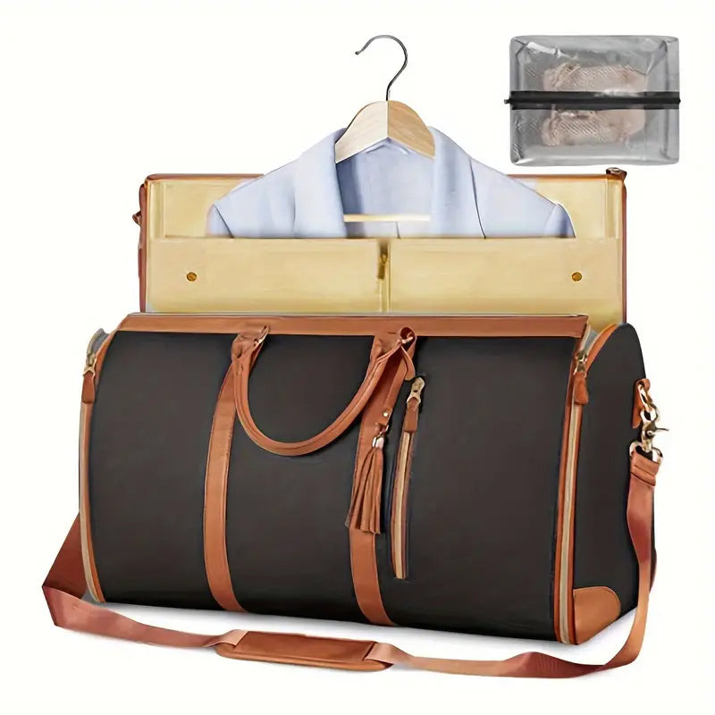 2 in 1 Hanging Suitcase Convertible Carry on Leather Garment Bag for Travel_12