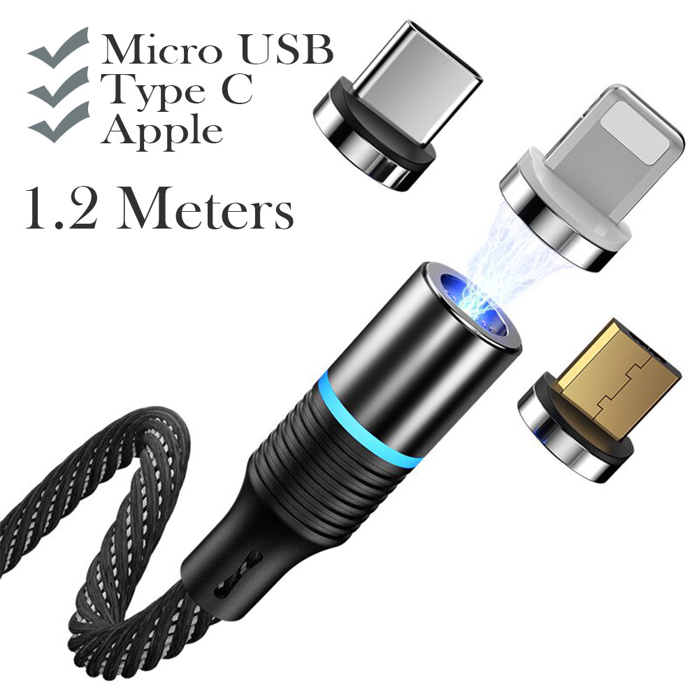 3-in-1 Fast Charging Magnetic Cable Charger for Micro USB, Type C and for Apple Devices iPhone 12 11 Pro XS Max_3