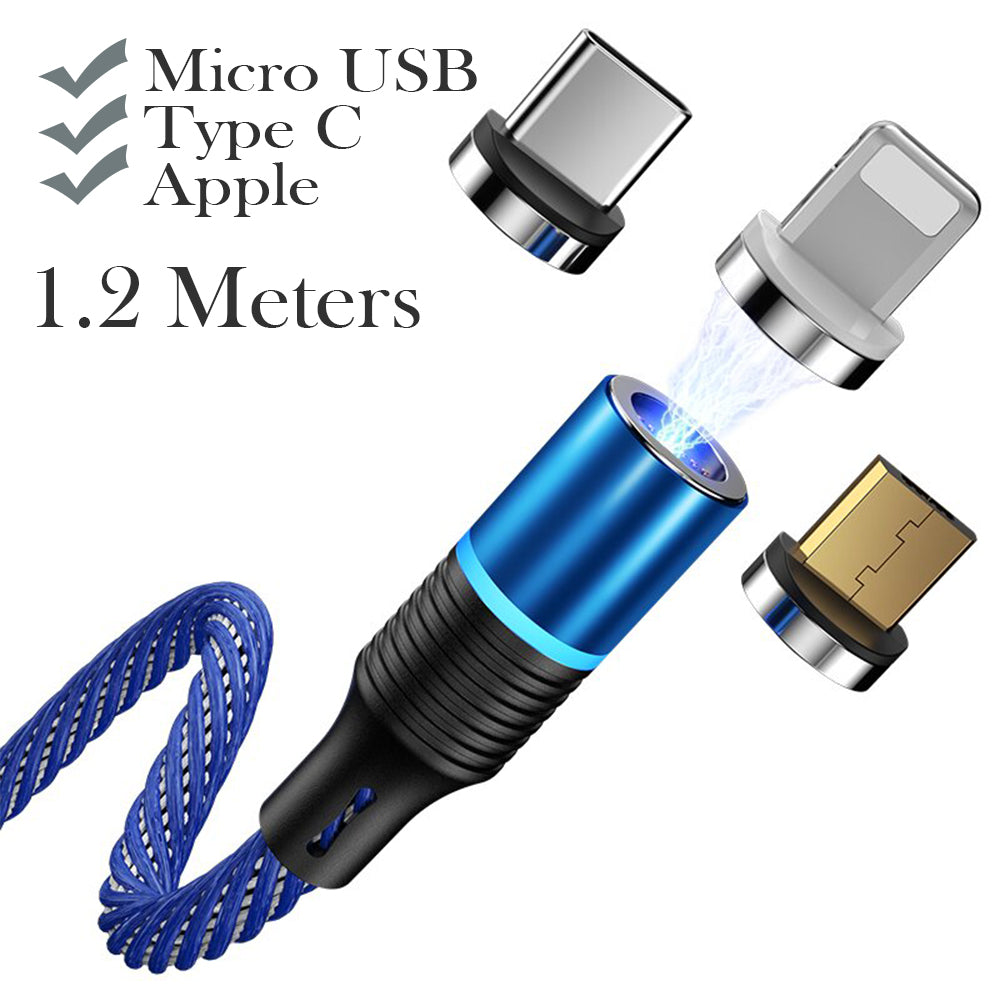 3-in-1 Fast Charging Magnetic Cable Charger for Micro USB, Type C and for Apple Devices iPhone 12 11 Pro XS Max_6