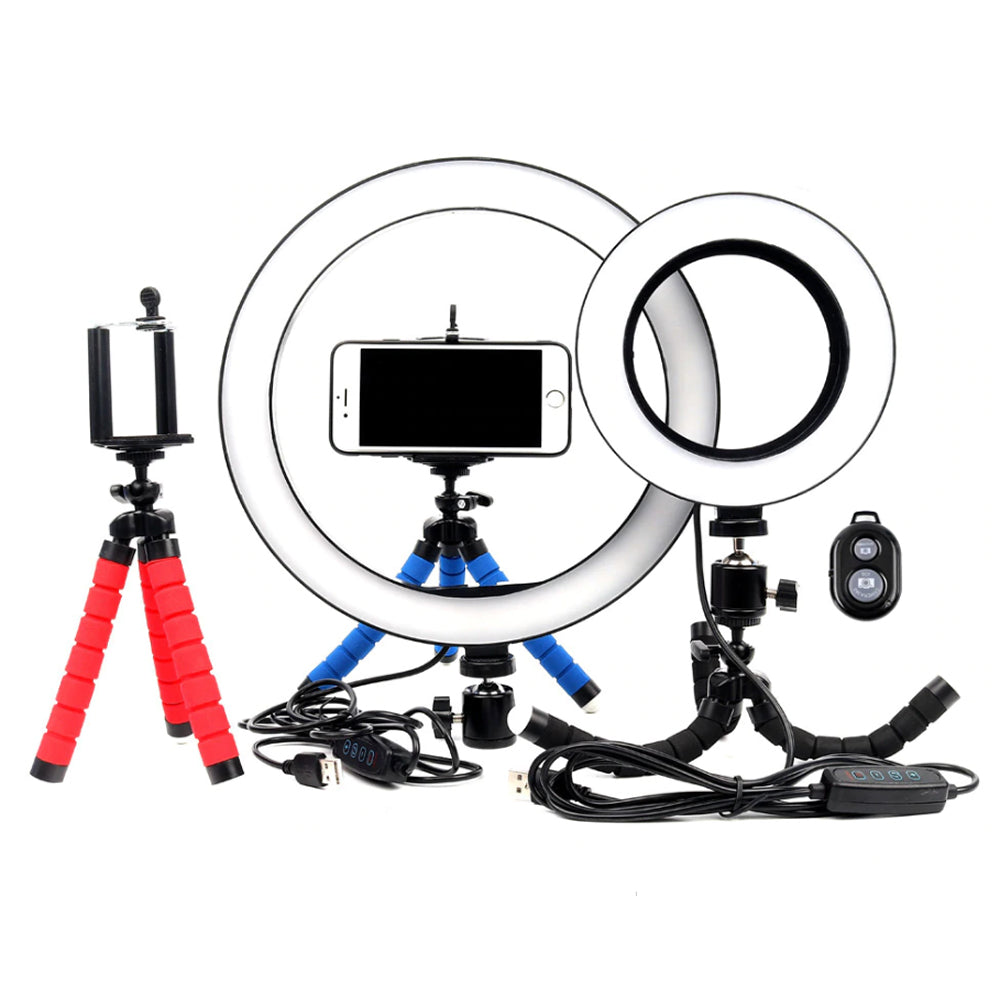 26cm Dimmable LED Selfie Ring Light with Tripod_0