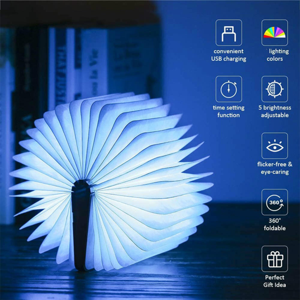 USB Rechargeable 3 Colors 3D Creative Foldable LED Book Night Light_4
