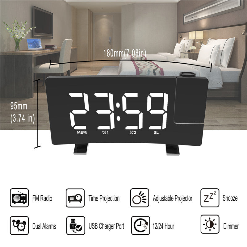 Projector FM Radio LED Display Alarm Clock- Battery Operated_9