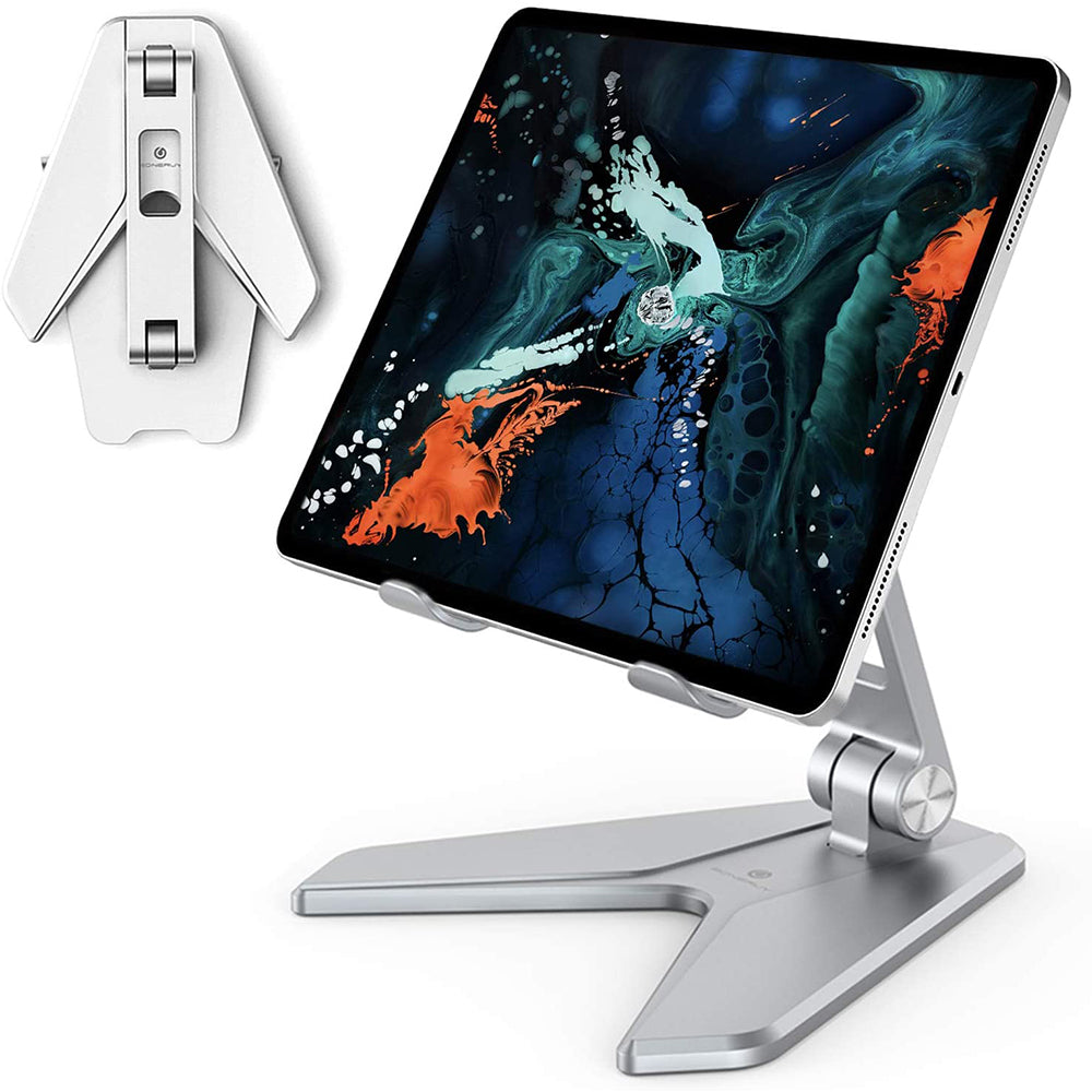 Metal Foldable Tablet Tabletop Vertical Stand with Adjustable Angle_0