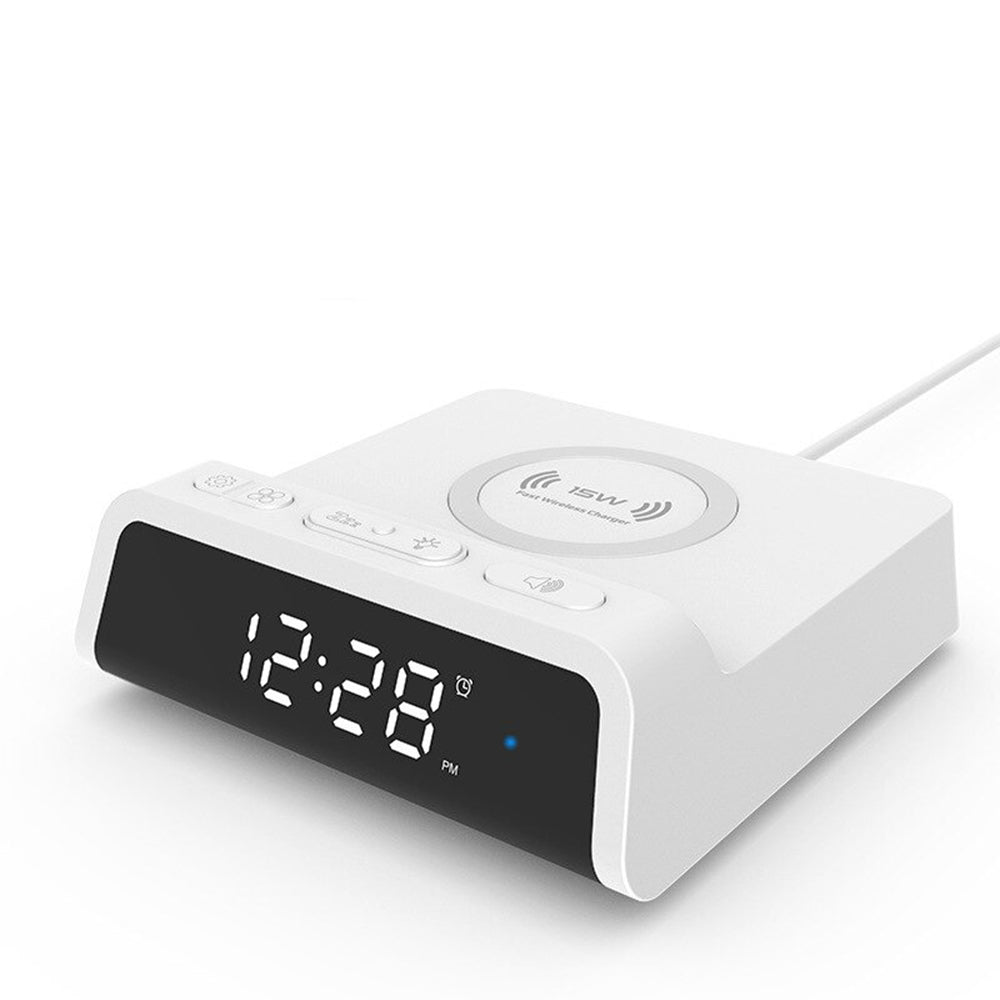 Digital Alarm Clock with Wireless Charger for QI Devices- USB Powered_2