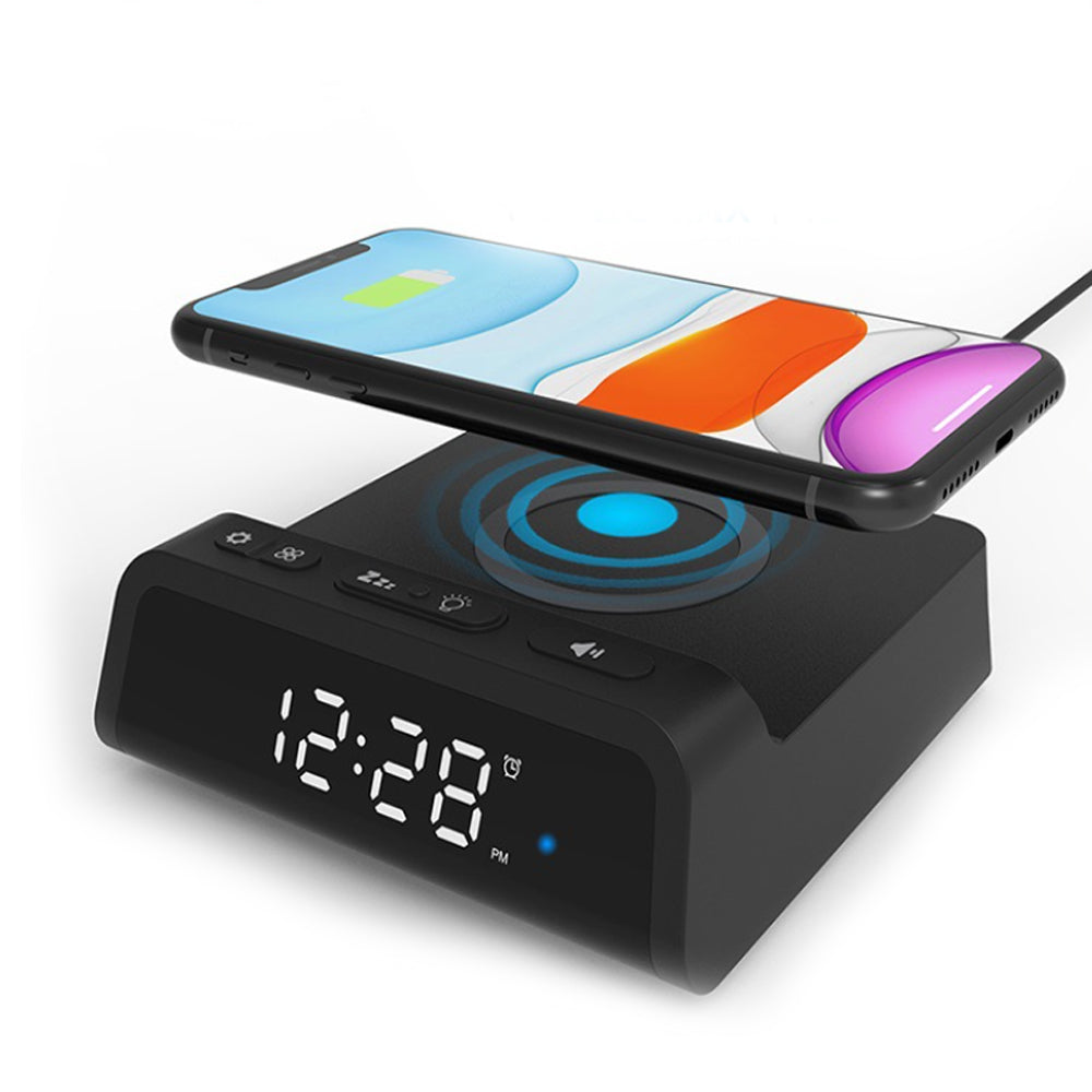 Digital Alarm Clock with Wireless Charger for QI Devices- USB Powered_0