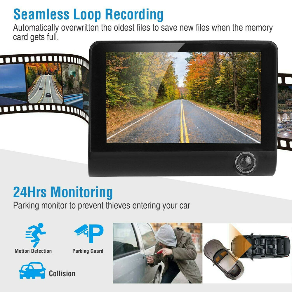 HD Front Rear & Interior Three Lens Car Dashboard Camera- Car Charger_9