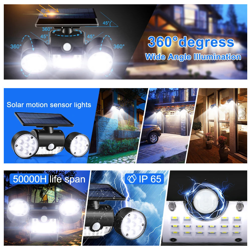 PIR Motion Sensor Solar Powered Waterproof White LED Lights_7
