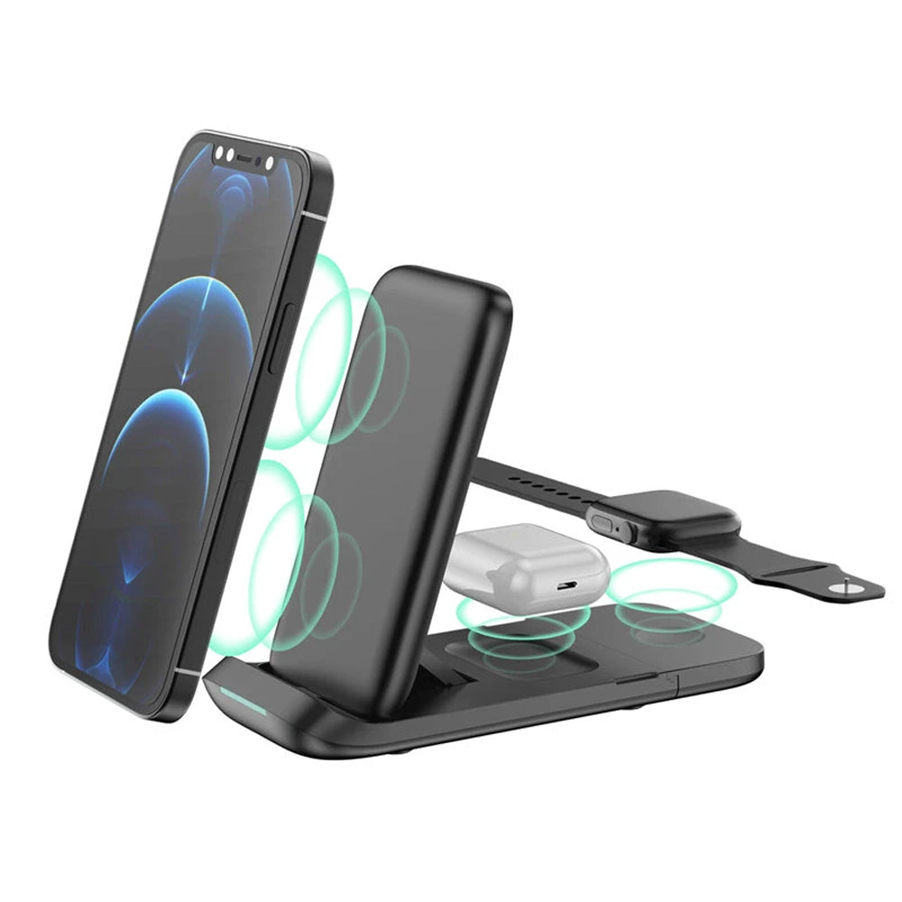 3-in-1 Fast Charging Wireless Charging Station for Qi Devices- USB Powered_0