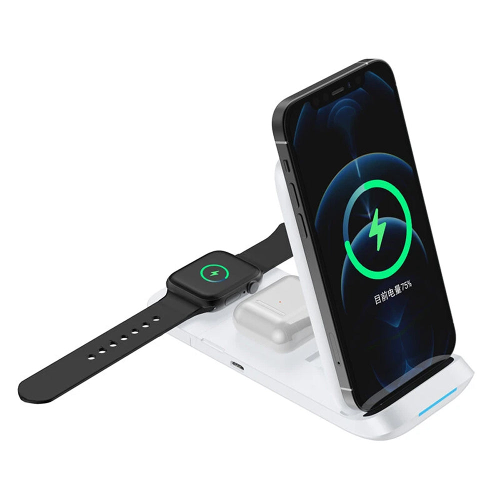 3-in-1 Fast Charging Wireless Charging Station for Qi Devices- USB Powered_1