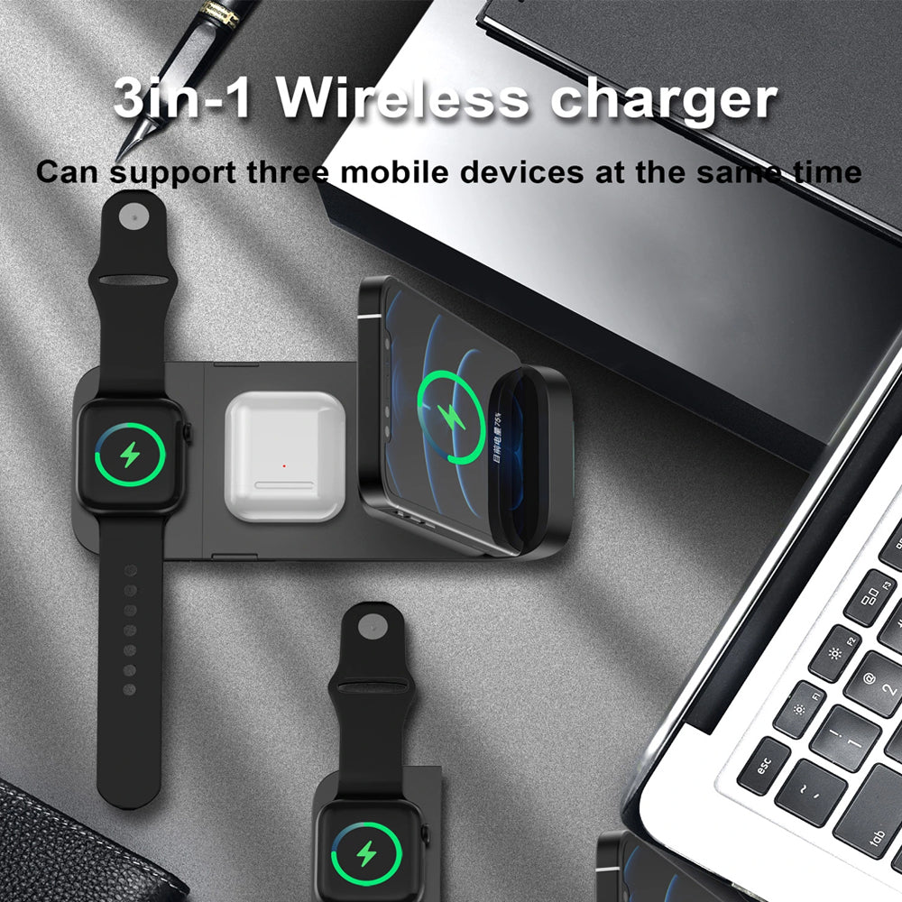3-in-1 Fast Charging Wireless Charging Station for Qi Devices- USB Powered_4