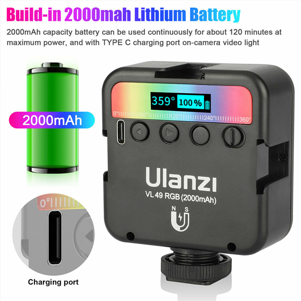 VL49 Portable RGB Video Lights Mini Camera Video Lights- USB Charging_12