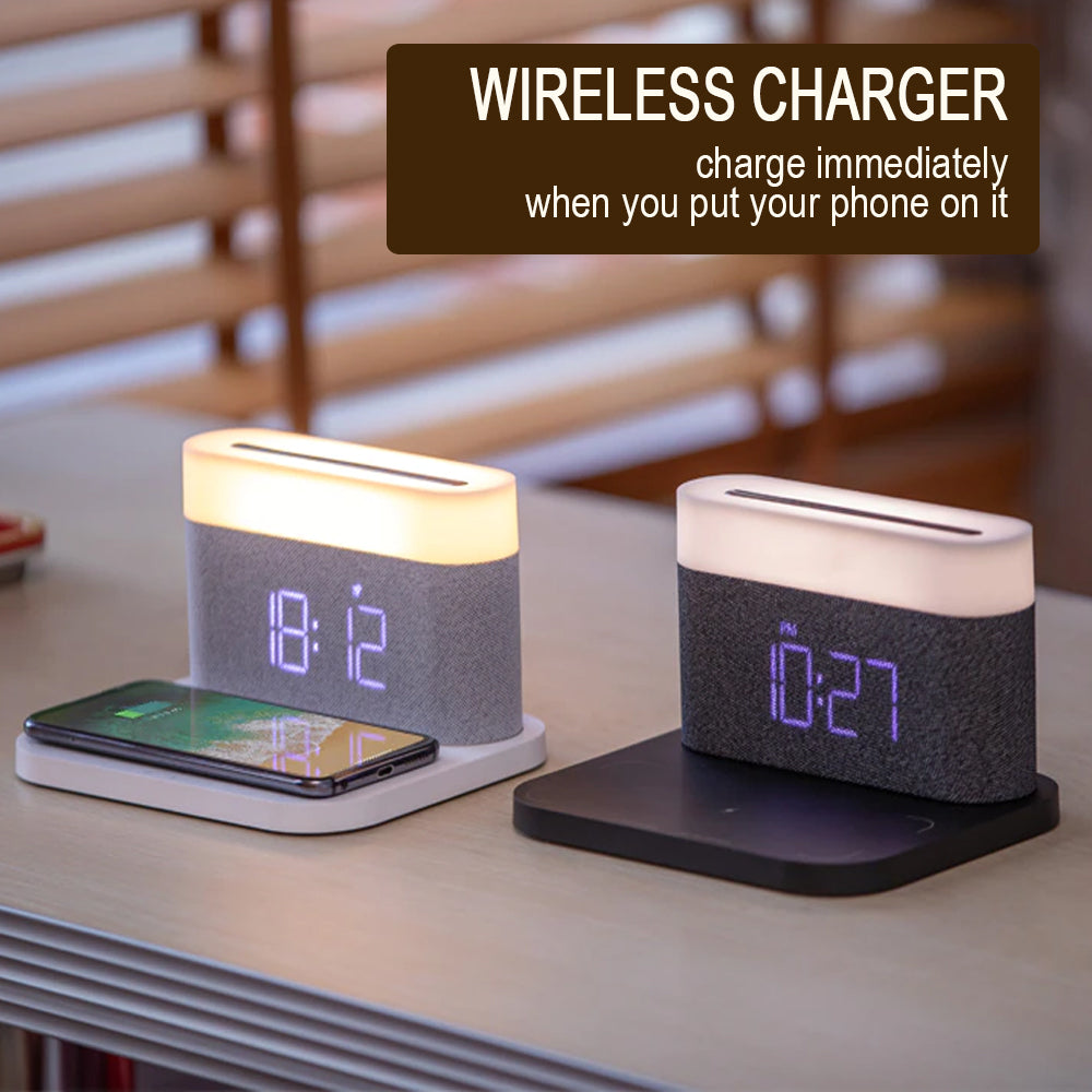 3-in-1 Wireless Charger Alarm Clock and Adjustable Night Light- USB Power Supply_7