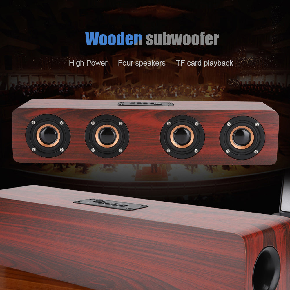 W8 Wooden Wireless Heavy Bass Speaker and Subwoofer- USB Charging_4