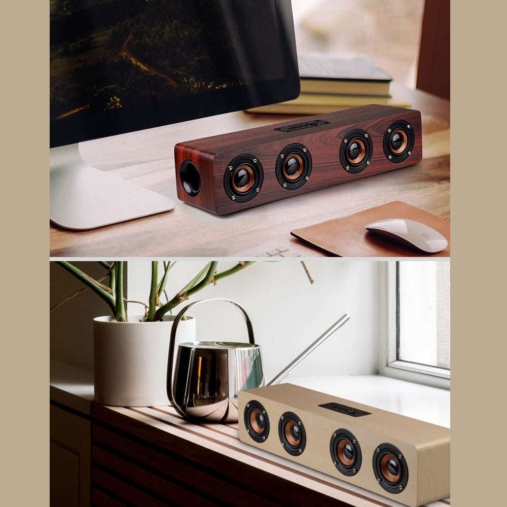 W8 Wooden Wireless Heavy Bass Speaker and Subwoofer- USB Charging_14