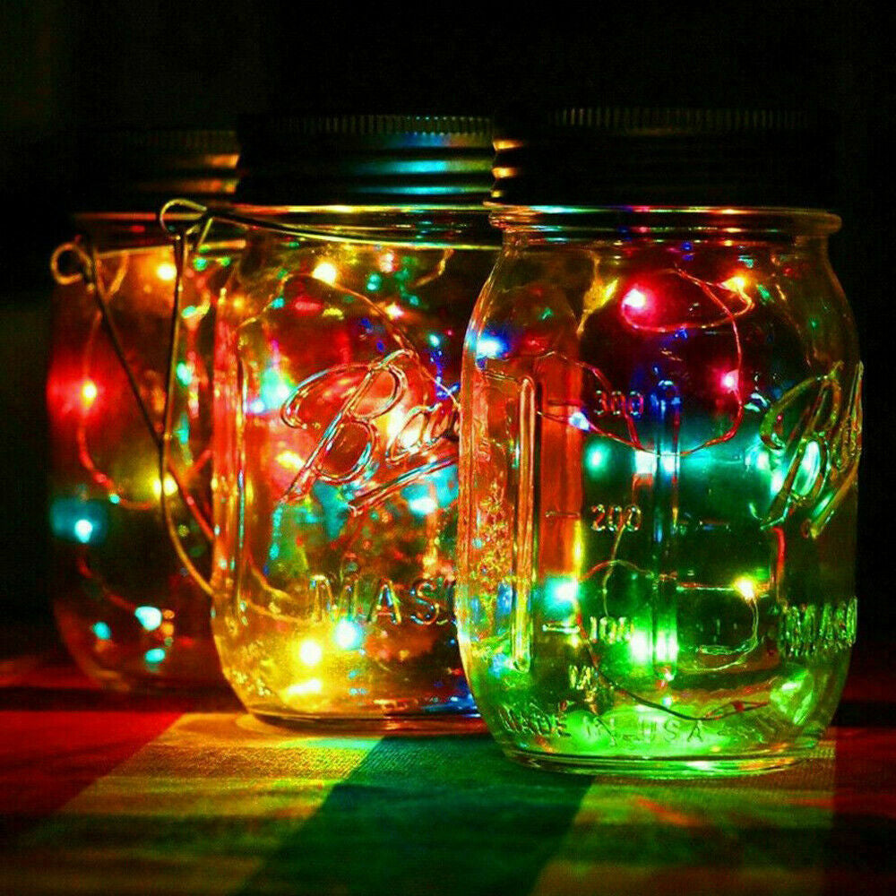 Solar Powered Mason Jar LED Decorative Fairy Lights Set_17