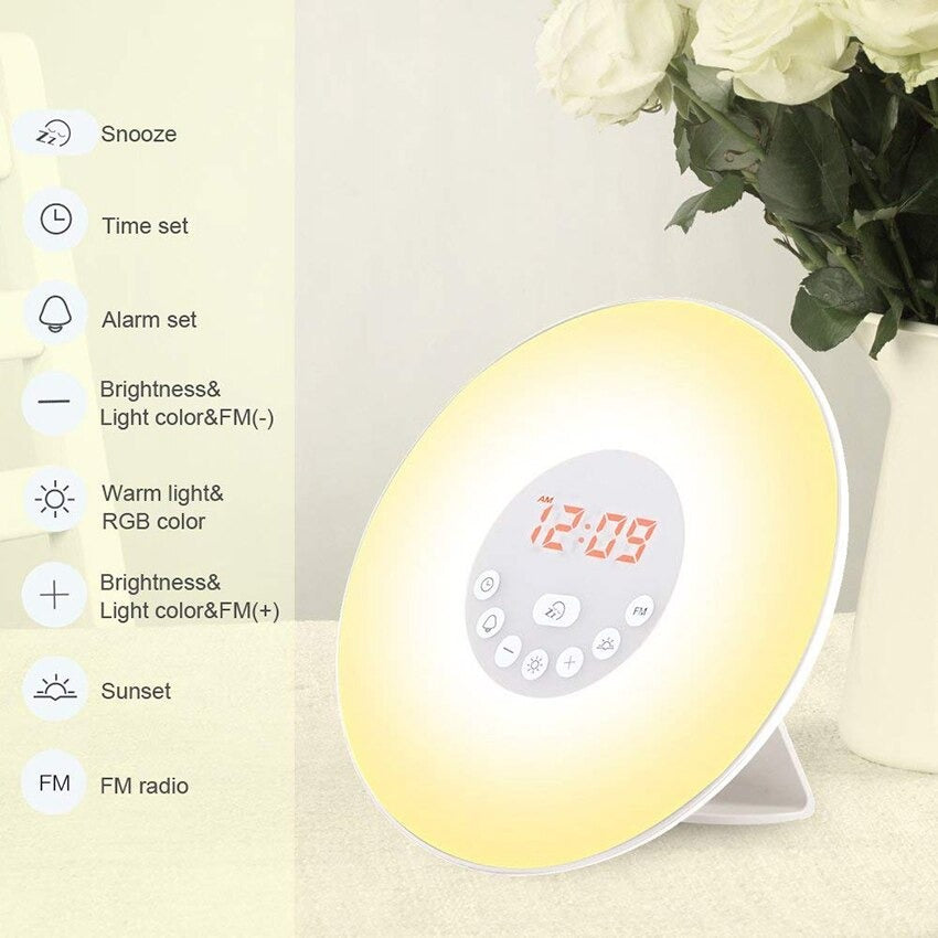 Touch Sensor Digital Alarm Clock Sunrise Sunset Simulator LED Lighting(USB Power Supply)_5