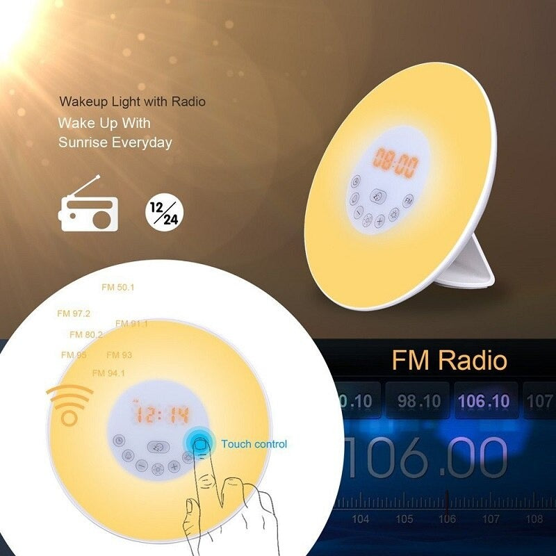 Touch Sensor Digital Alarm Clock Sunrise Sunset Simulator LED Lighting(USB Power Supply)_7