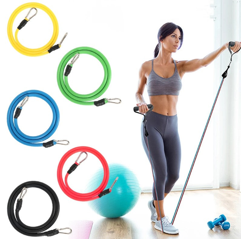 11 Pcs Fitness Exercising Pulling Rope Latex Resistance Bands_1