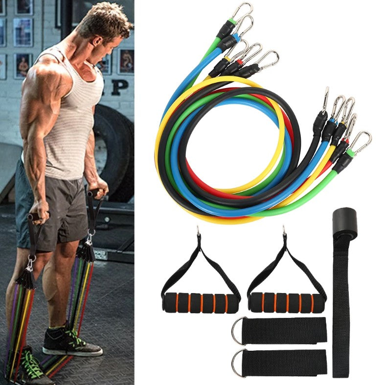 11 Pcs Fitness Exercising Pulling Rope Latex Resistance Bands_4