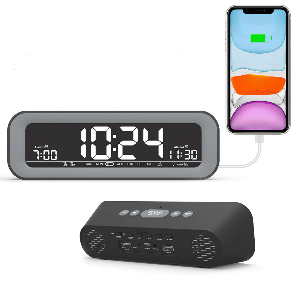 USB Interface Large Screen Digital Alarm Clock and Charger_5