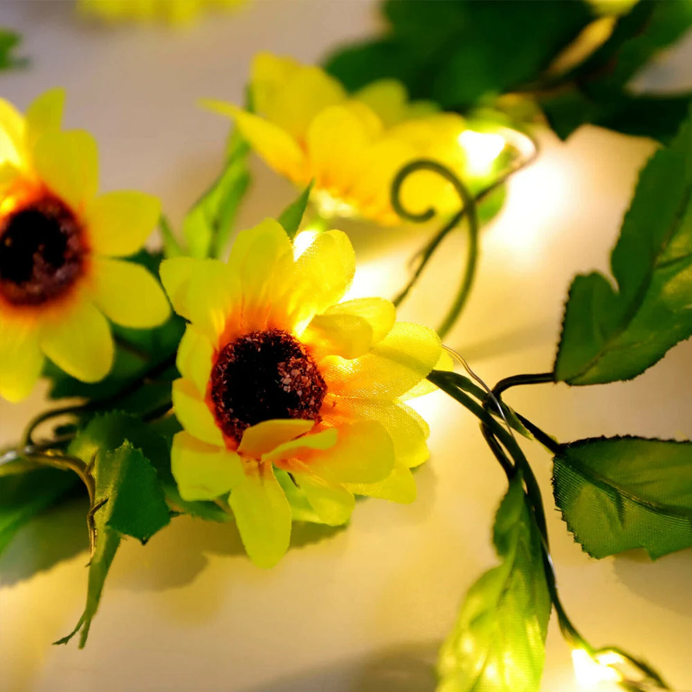 Solar Powered Decorative Sunflower LED String Fairy Lights_2