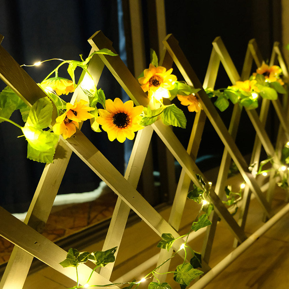 Solar Powered Decorative Sunflower LED String Fairy Lights_3