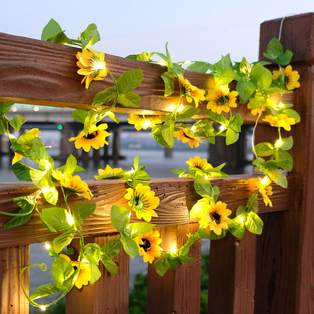 Solar Powered Decorative Sunflower LED String Fairy Lights_4
