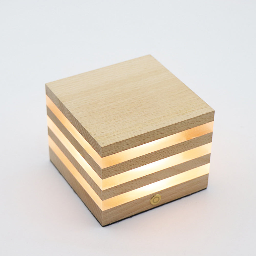 USB Interface Wooden Acrylic LED Desktop Night Lamp_0