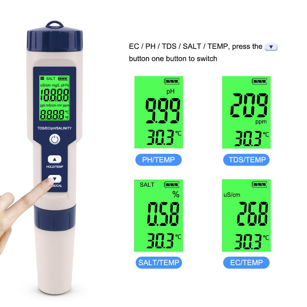 5 in 1 High Accuracy Digital Pen pH Tester for Water_2