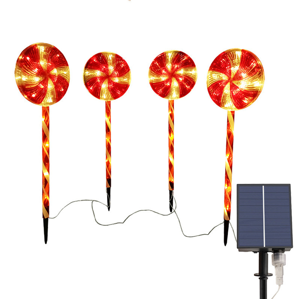 Solar Powered Candy Cane Lollipop Christmas Stake Lights_0