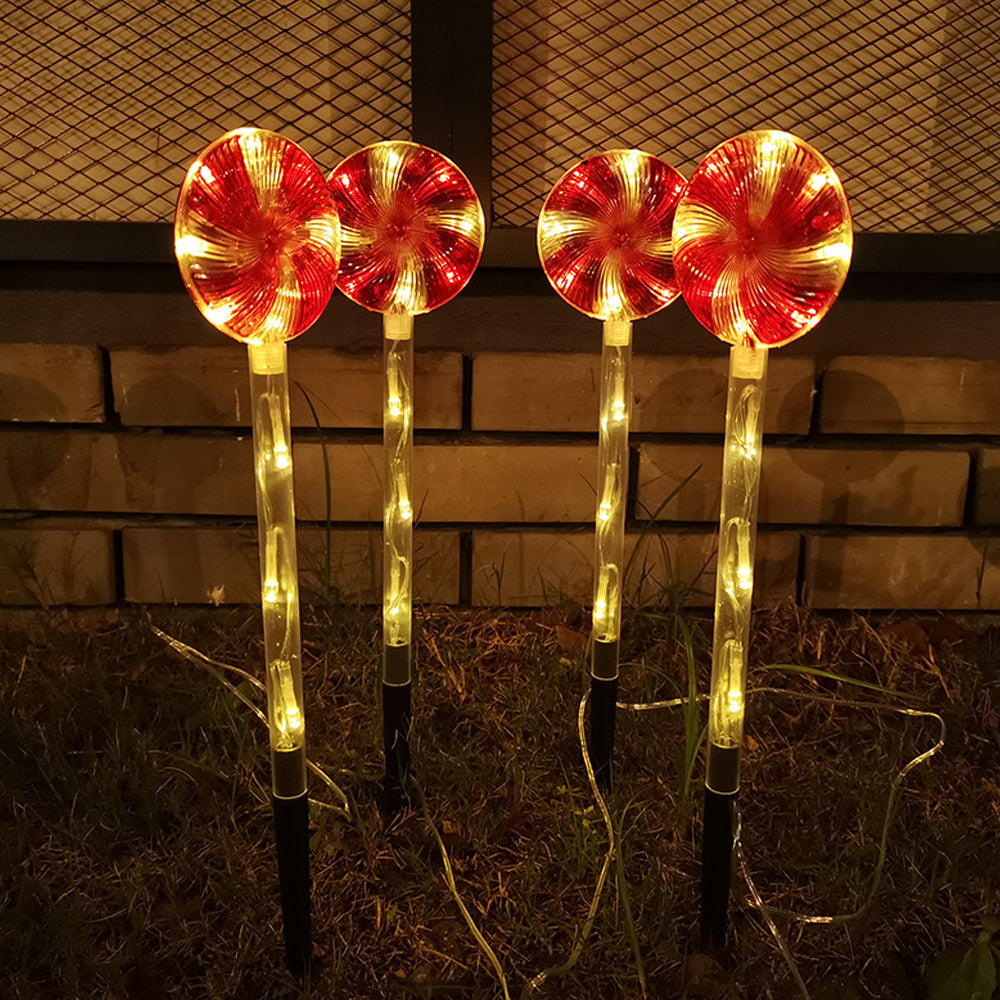 Solar Powered Candy Cane Lollipop Christmas Stake Lights_3