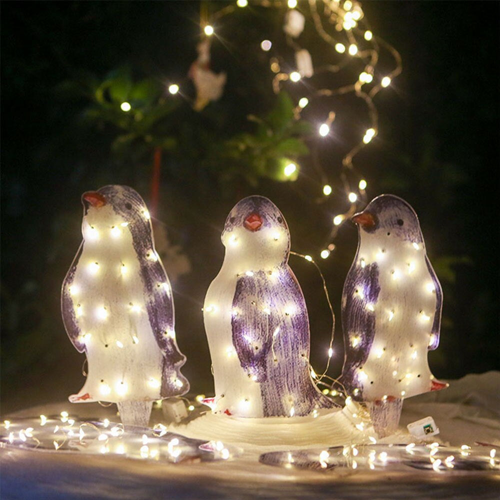 Solar Powered Outdoor 3D Penguin Holiday Decorative Light_1