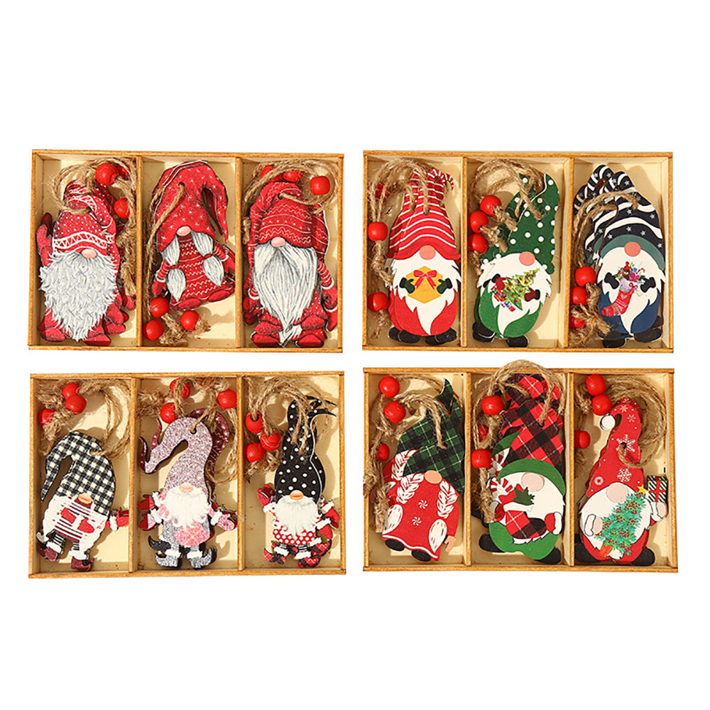 Christmas Wooden Gnome Ornaments Cute Hanging Pendants_5