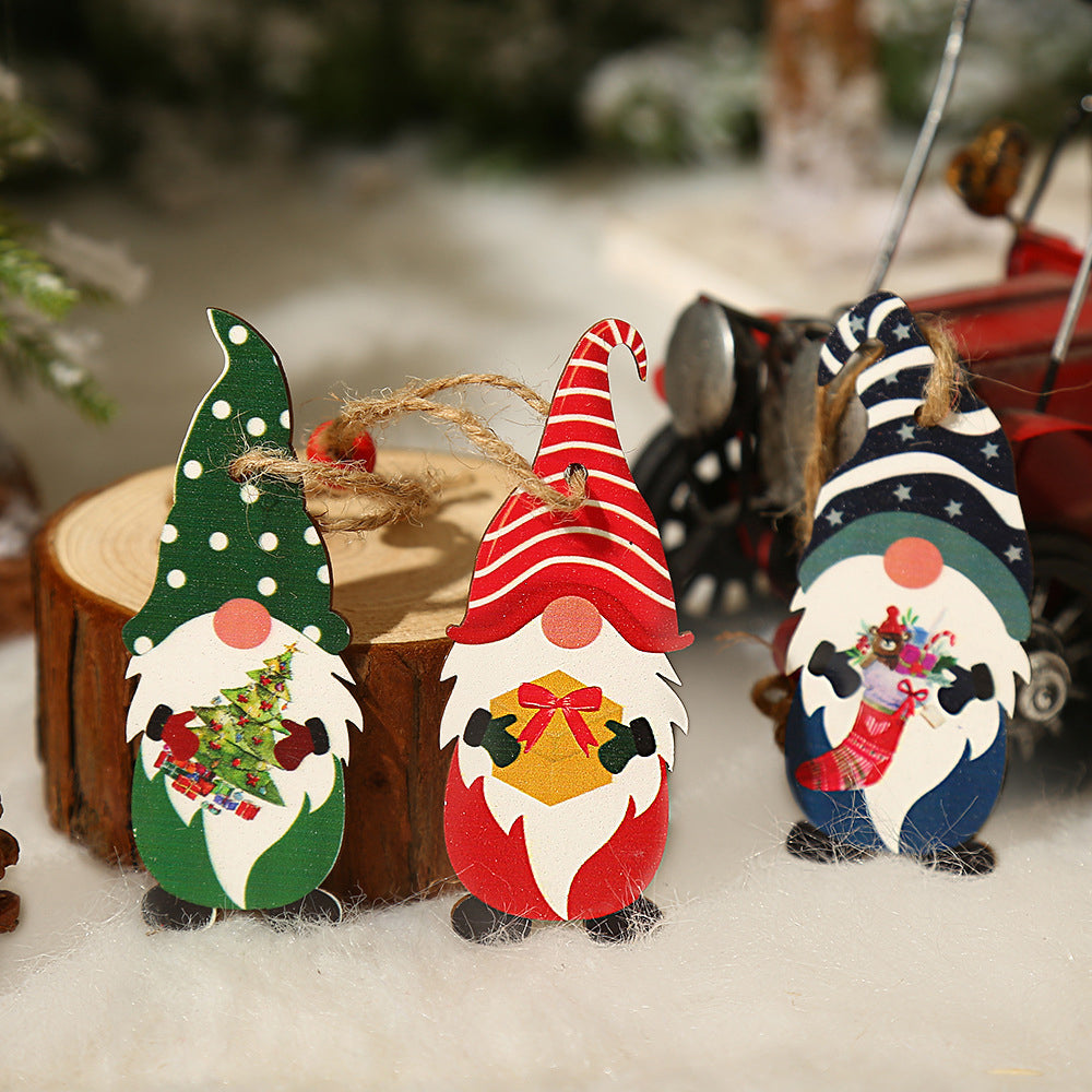 Christmas Wooden Gnome Ornaments Cute Hanging Pendants_10
