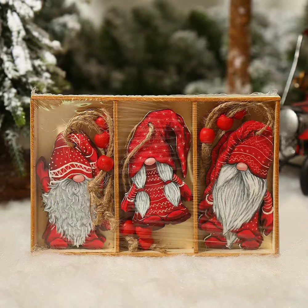 Christmas Wooden Gnome Ornaments Cute Hanging Pendants_14