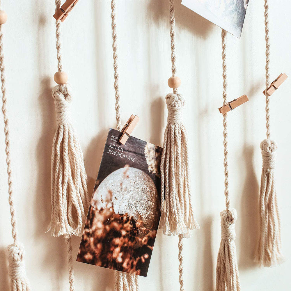 Hanging Photo Display Macramé with Light Wall Décor - Battery Powered_4