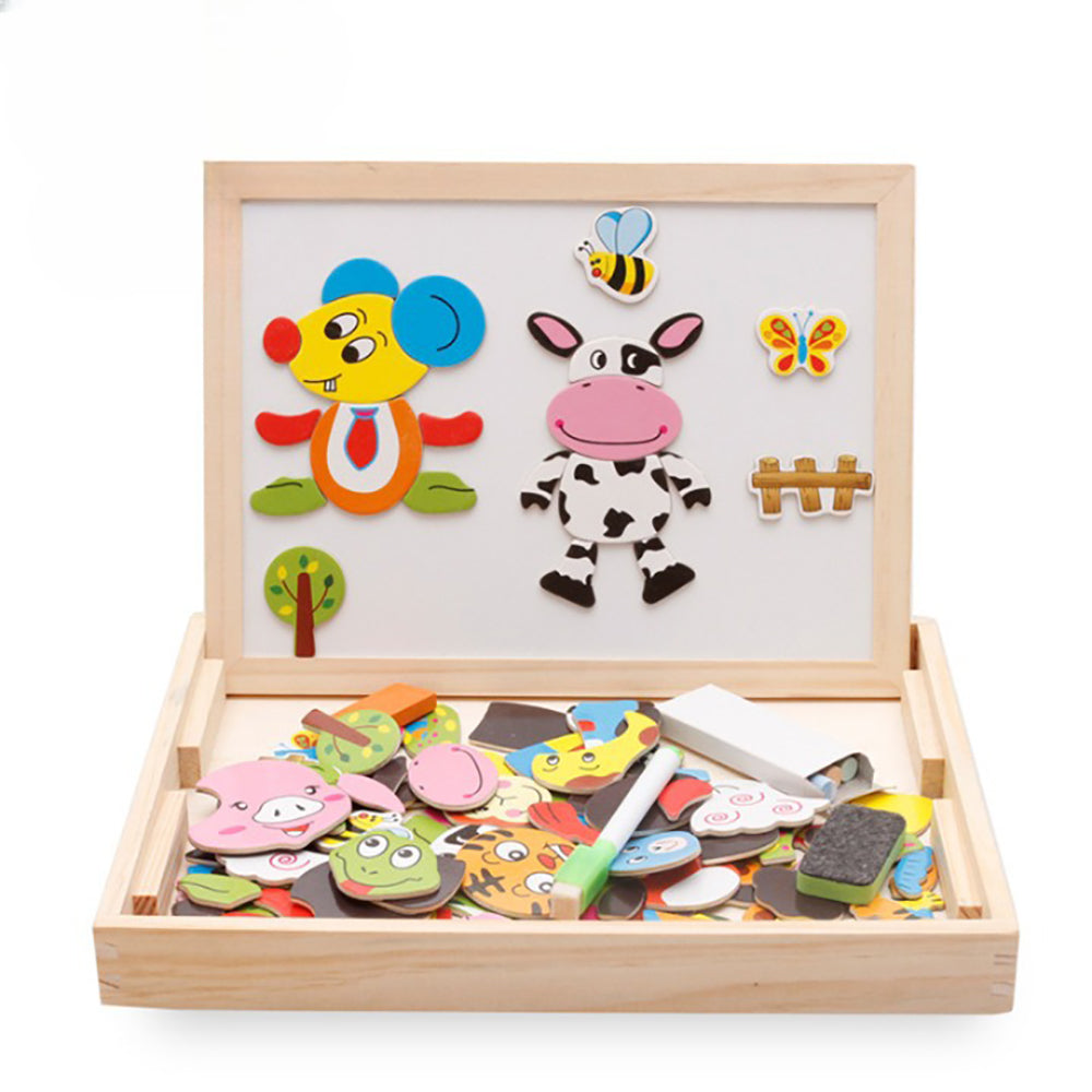 Wooden Educational Magnetic Double Sided Drawing Board For Kids Puzzle Toy_4