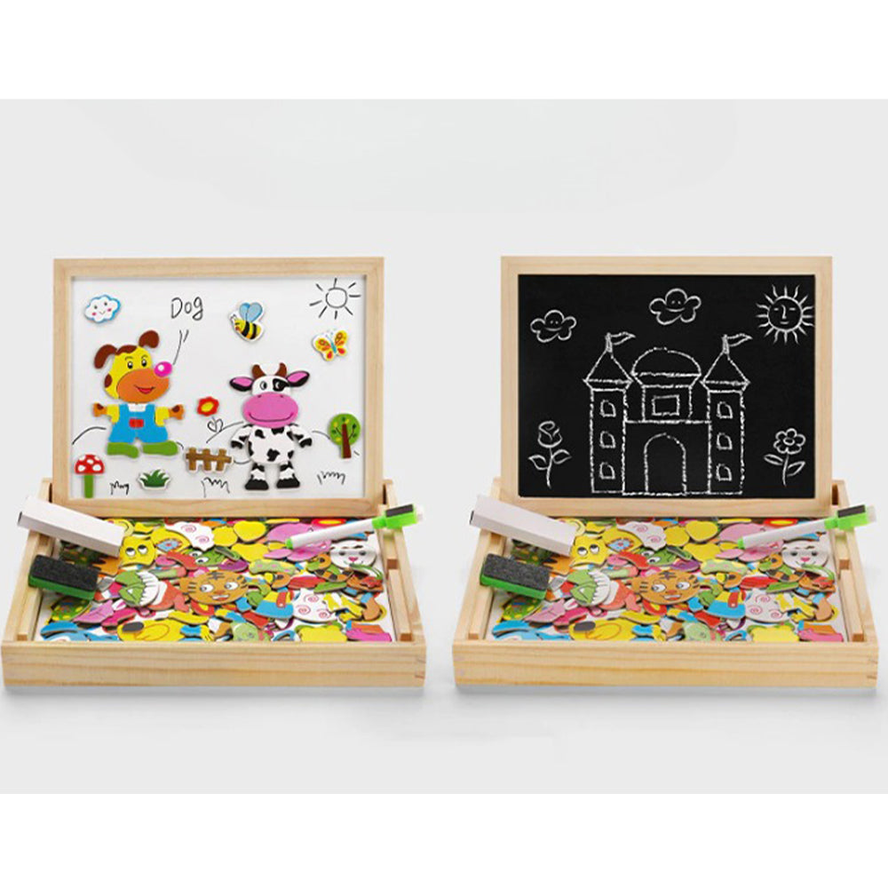 Wooden Educational Magnetic Double Sided Drawing Board For Kids Puzzle Toy_11