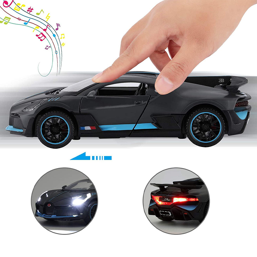 1.32 Bugatti Divo Zinc Alloy Pull Back Car Diecast Electronic Car with Light and Music - Battery Powered_9