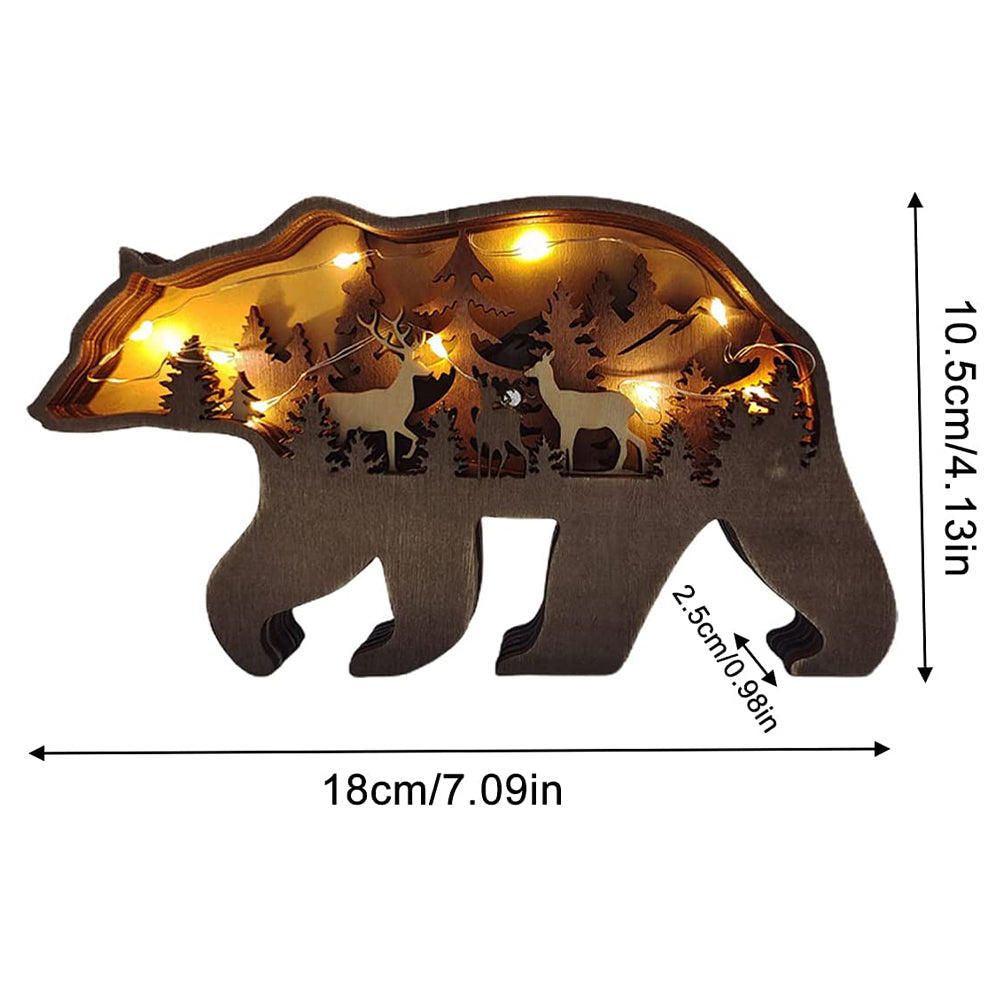 Forest Animal Wooden Tabletop Ornament with LED Light for Home Decoration_6
