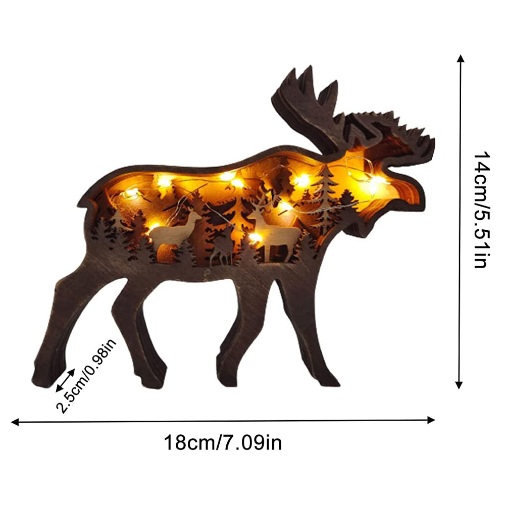 Forest Animal Wooden Tabletop Ornament with LED Light for Home Decoration_7