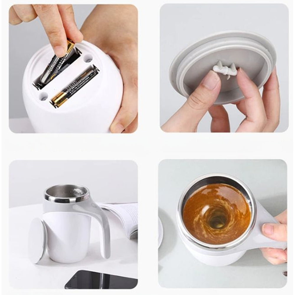 Electric Stainless Steel Magnetic Self Stirring Coffee Mug - Battery Powered_5