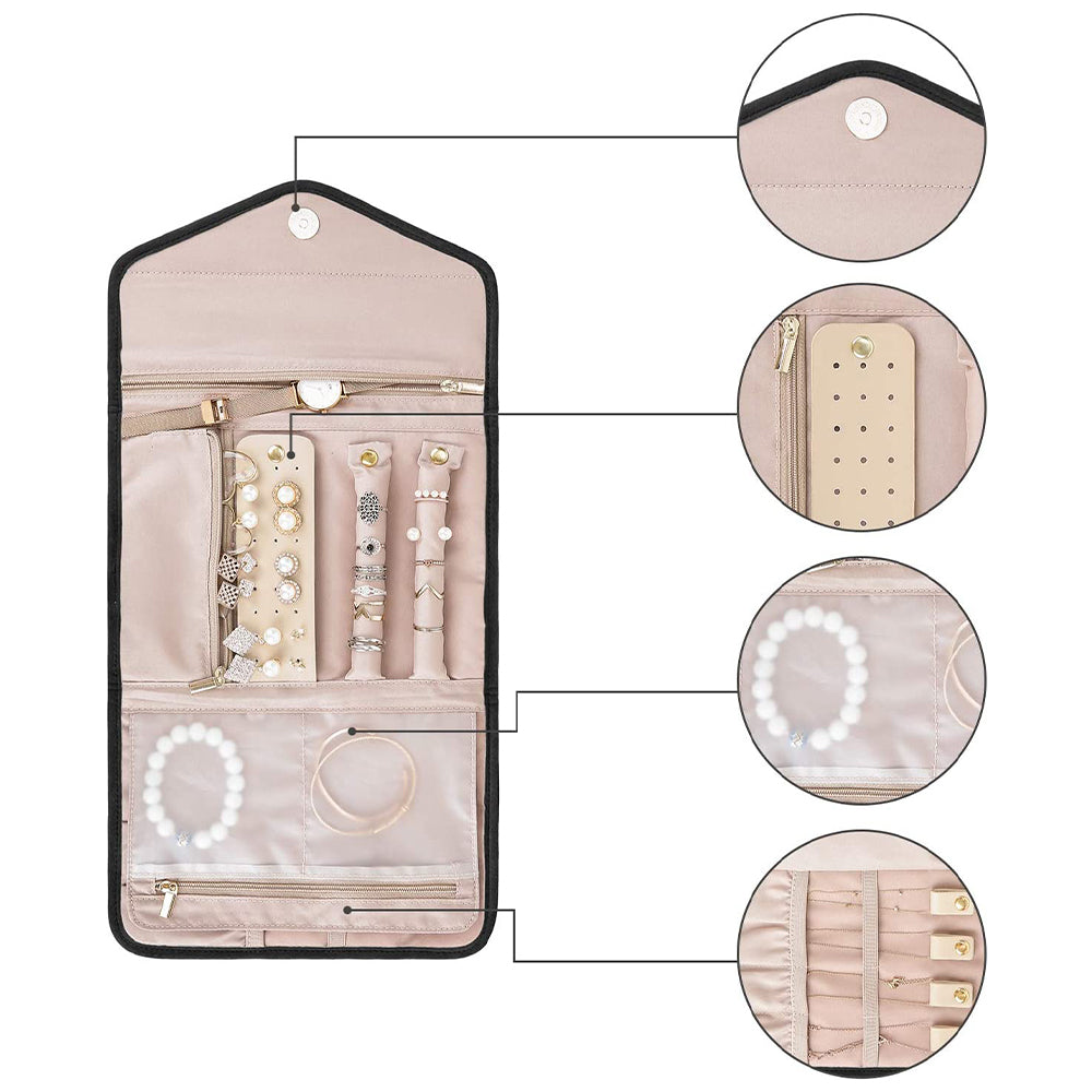 Roll Foldable Jewelry Case for Journey Travel Jewelry Organizer_6