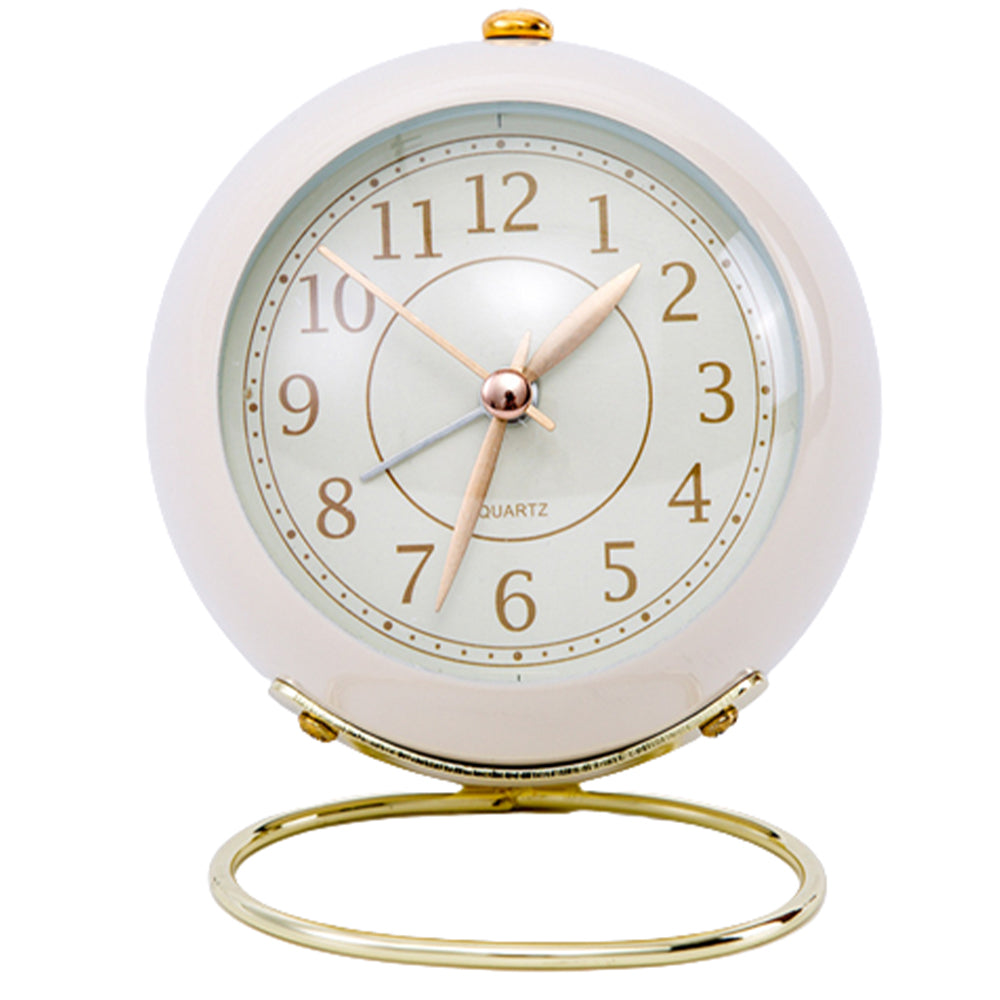 Vintage Silent Metal Desk Clock Non-Ticking Gold Clock Bedside Décor- Battery Powered_3