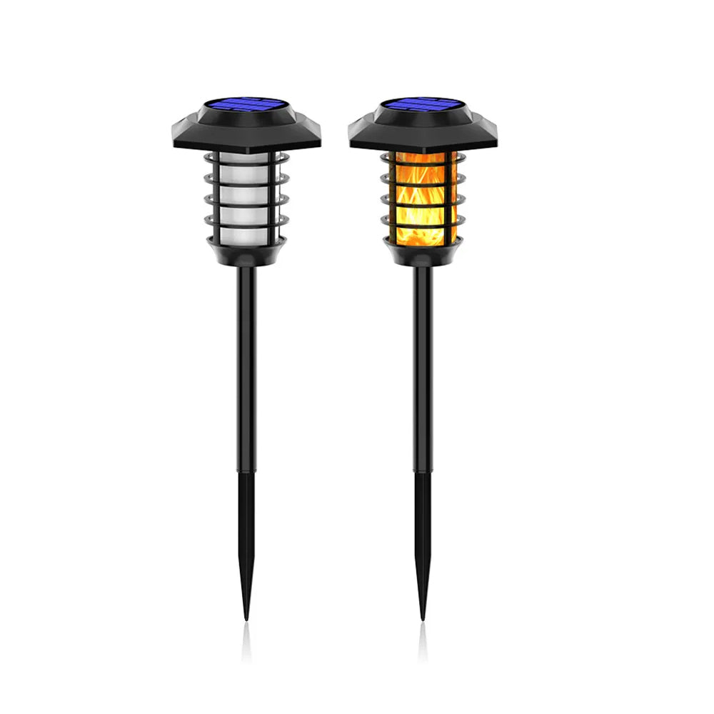 1/2 Pcs Solar Powered Outdoor Flickering Flame Pathway Torch Light_13